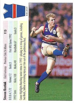 1993 Select AFL #113 Steven Kretiuk Back